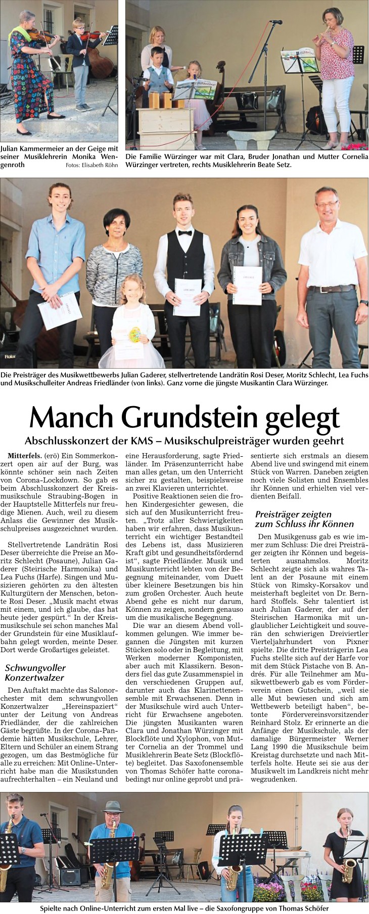 Bild zu "Manch Grundstein gelegt", Bogener Zeitung 23.7.2021