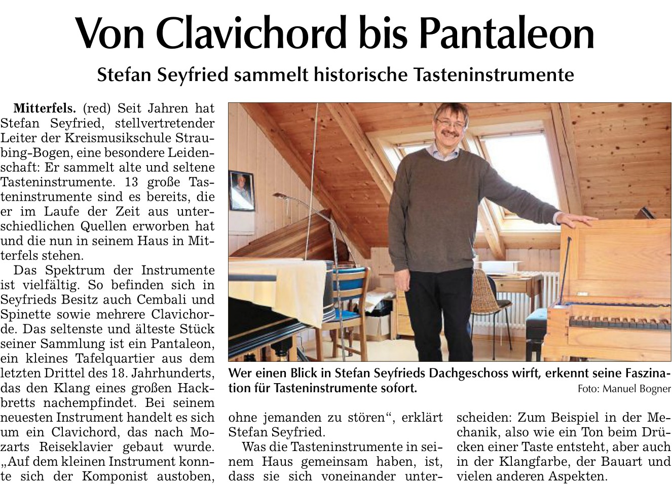 Bild zu "Von Clavichord bis Pantaleon", Bogener Zeitung vom 3.4.2024