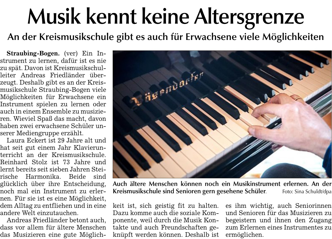 Bild zu Musik kennt keine Altersgrenze, Bogener Zeitung vom 2.8.2024